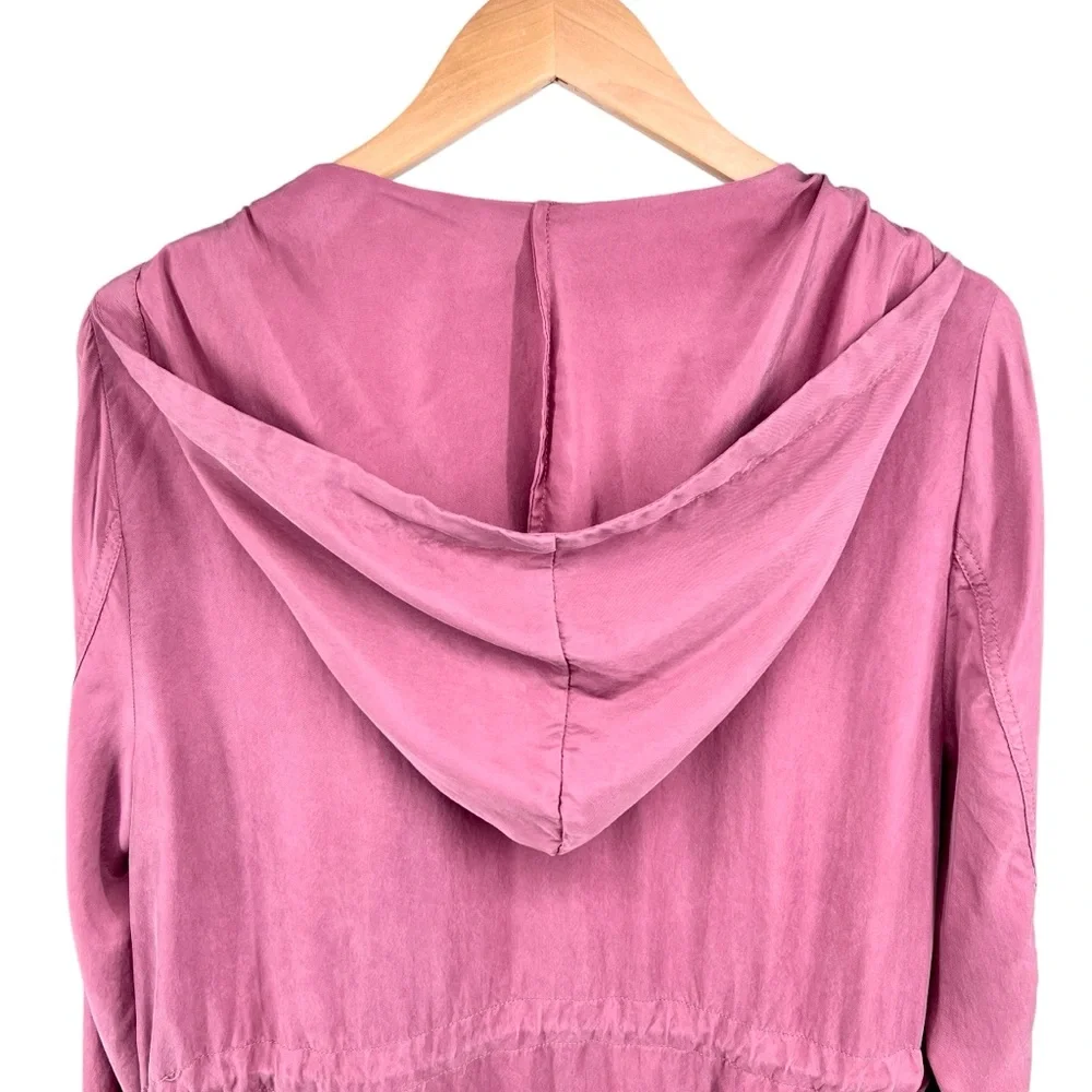 Anthropologie Melloday Short Trench Jacket Medium Dusty Rose Roll Tab Tie Waist - Picture 16 of 16